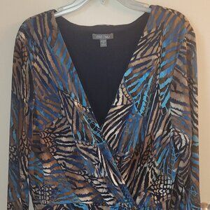 Roz & Ali Blue and Brown Patterned Midi Dress